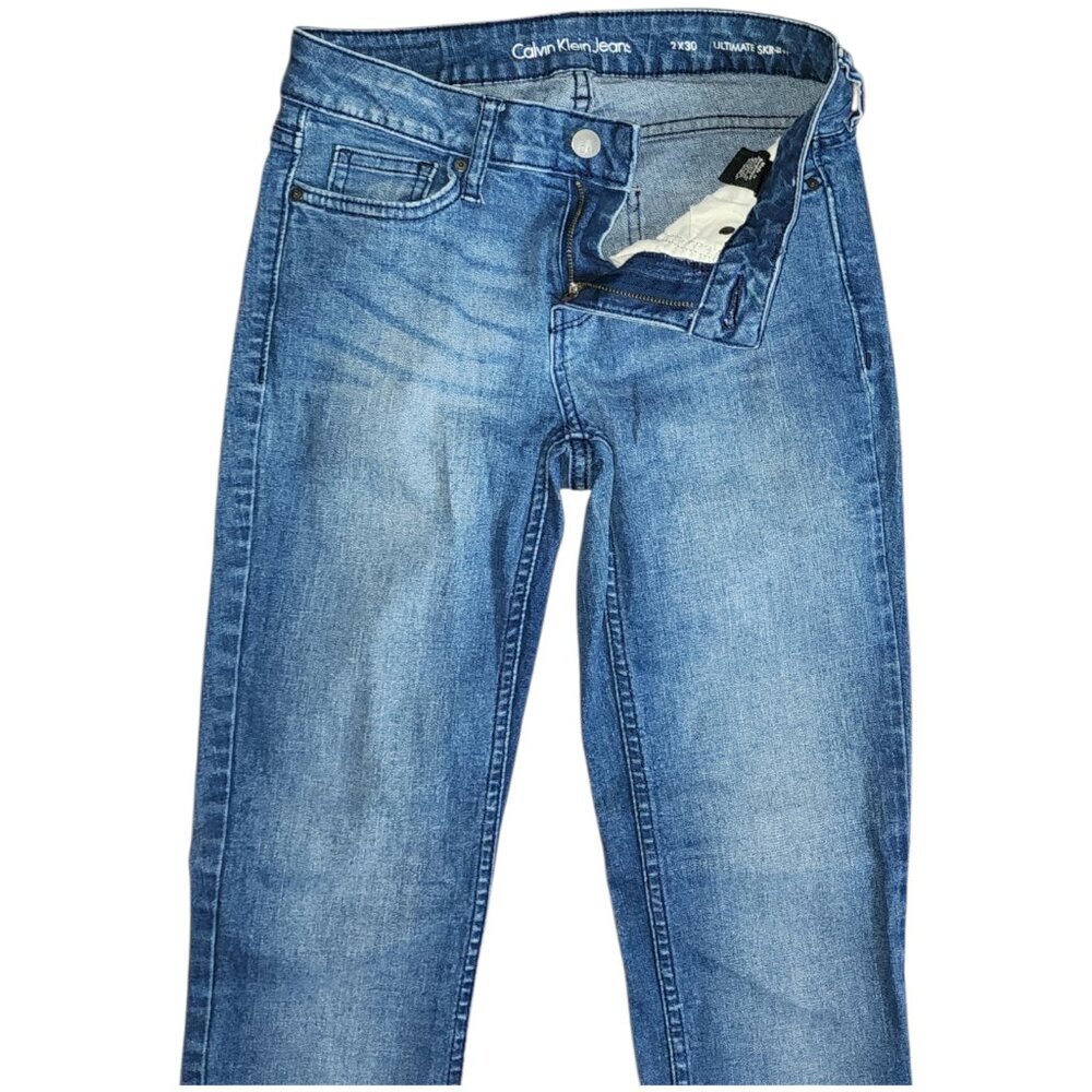 Calvin Klein Jeans Womens Size 3x30 Blue Denim Ultimate Skinny Pockets Stretch - Picture 2 of 7